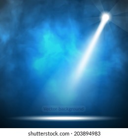 Vector representation background. Projector beam surrounded with a smoke. 