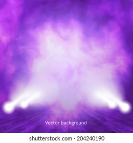 Vector representation background. Projector beam surrounded with a smoke. 