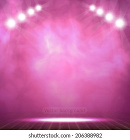 Vector representation background. Projector beam surrounded with a smoke. 