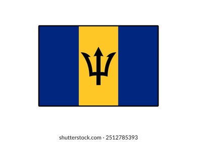 The vector representation features the flag of Barbados, displaying its iconic trident symbol and vibrant colors of blue and gold. It captures the essence of the nation's identity.