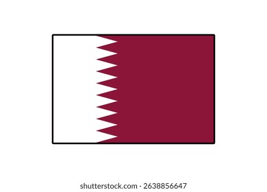 The vector representation of the flag of Qatar features a distinctive maroon background with a white serrated edge. It symbolizes the nation's rich heritage and identity.