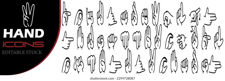 vector representation of a hand. Hand silhouettes are established. hand vector illustration, isolated on a white background. drawing of a hand in vector form.