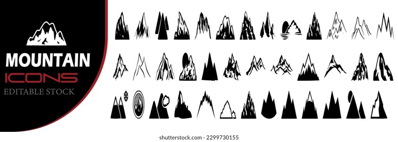 vector representation of a mountain. Mountain silhouettes are established. Mountain vector illustration, isolated on a white background, drawing of a mountain in vector form