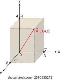 Vector representation in a three-dimensional Cartesian coordinate system