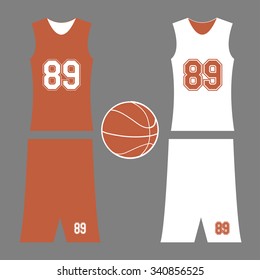 A vector representing basket game accessories and clothing, every object is singly grouped