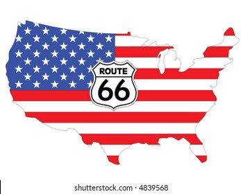 A Vector Representing USA With Route 66 Logo