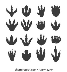 Vector Reptile Footprints. Dinosaur Tracks Black Icons