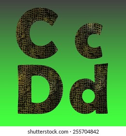 Vector reptile skin alphabet set