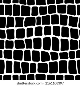 Vector reptile skin pattern. Monochrome texture with animal skin design. Black and white reptile, crocodile or cell structure background.