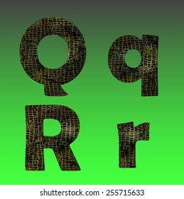 Vector reptile skin texture alphabet set