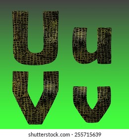 Vector reptile skin texture alphabet set