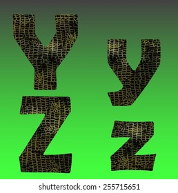 Vector reptile skin texture alphabet set