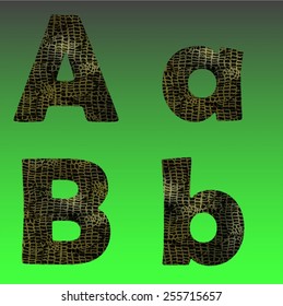 Vector reptile skin texture alphabet set
