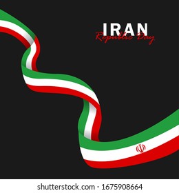 Día del Vector de la República con las banderas de Irán. Celebración del Día de la República de Irán.  Ilustración vectorial