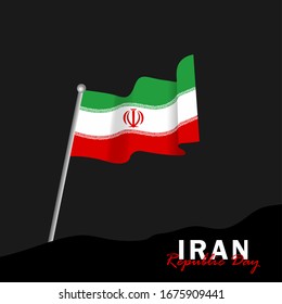 Día del Vector de la República con las banderas de Irán. Celebración del Día de la República de Irán.  Ilustración vectorial