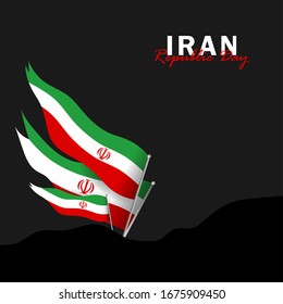 Vektorillustration des Republik-Tages mit der iranischen Flagge. Feier des Tages der Republik Iran. Vektorillustration-Illustration