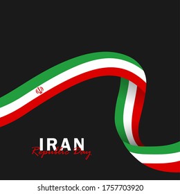 Vector of Republic Day with Iran Flags. Celebration of Iran Republic Day. Vector Illustration