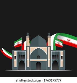 Día del Vector de la República con las banderas de Irán. Celebración del Día de la República de Irán. Ilustración vectorial