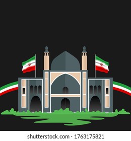 Día del Vector de la República con las banderas de Irán. Celebración del Día de la República de Irán. Ilustración vectorial