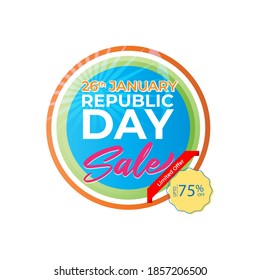 Vector Republic day offer label, 26 january, Sale, cashback, gift box, discount sticker for advertising and UI.