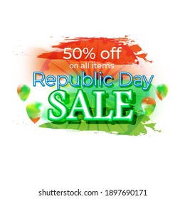 Vector Republic Day Sale banner, 26 January, upto 50% off, balloon , offer template for website and UI.