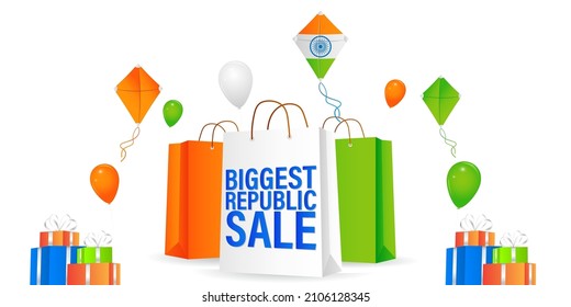 Vector Republic Day Sale banner, 26 January, upto 50% off , offer template for website and UI.