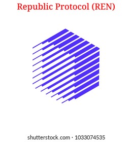 Vector Republic Protocol (REN) digital cryptocurrency logo. Republic Protocol (REN) icon. Vector illustration isolated on white background.