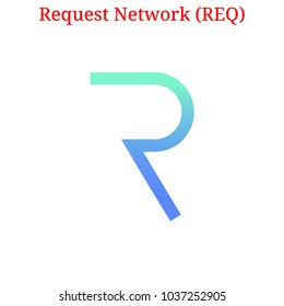 Vector Request Network (REQ) digital cryptocurrency logo. Request Network (REQ) icon. Vector illustration isolated on white background.
