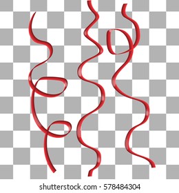 Vector res satin ribbon isolated on transparent background, curved tape