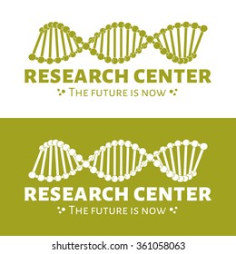 Vector research center logo. DNA chain logo. Green and white DNA logotype