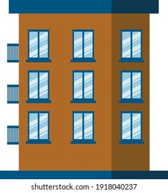 vector residential building. multi-storey building. flat illustration of a residential building with windows and balconies