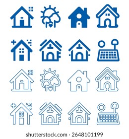 Icono residencial de la casa del Vector fijado en el fondo blanco. Ilustración de símbolo casero en forma de silueta