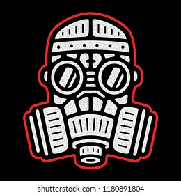 Vector respirator. Retro logo. Vintage gas mask. Design for t-shirt. 