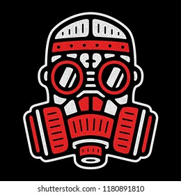 Vector respirator. Retro logo. Vintage gas mask. Design for t-shirt. 