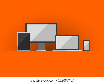 Vector responsive ui flat design concept. Can be used for business / technology presentations, print production