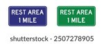 Vector Rest Area 1 Mile Sign Set