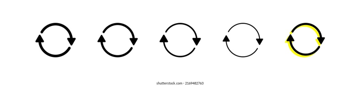 Vector restart icon. Black reset symbol. Simple refresh arrow icons. Set of reload icons. EPS10