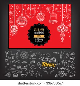 Vector restaurant brochure, menu design. Vector cafe template with hand-drawn graphic. Food flyer.