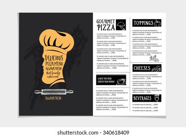 Vector restaurant brochure, menu design. Vector cafe template with hand-drawn graphic. Food flyer.