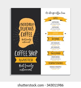 Vector restaurant brochure, menu design. Vector cafe template with hand-drawn graphic. Food flyer.
