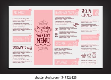 Vector restaurant brochure, menu design. Vector cafe template with hand-drawn graphic. Food flyer.