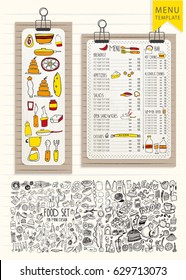 Vector restaurant brochure, menu design. Vector cafe template with hand-drawn graphic. Doodle. food. food.food.for menu decoration. for menu decoration.