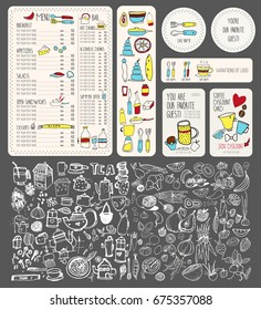 Vector restaurant brochure, menu design. Vector cafe template with hand-drawn graphic. Doodle.menu design. Vector cafe template.menu design. Vector cafe template
