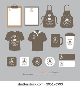 Vector restaurant cafe set flyer, menu, package, t-shirt, uniform design.layout set of corporate identity template.