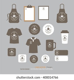 Vector restaurant cafe set flyer, menu, package, t-shirt, uniform design.layout set of corporate identity template.