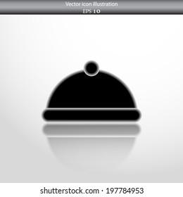 Vector restaurant cloche web flat icon. Isolated on white.