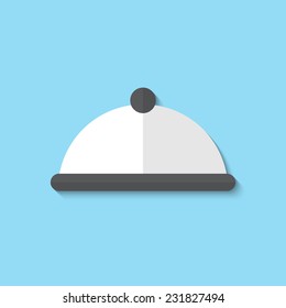 Vector restaurant cloche web flat icon. Eps 10 illustration.