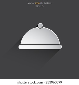 Vector restaurant cloche web flat icon. Eps 10 illustration.