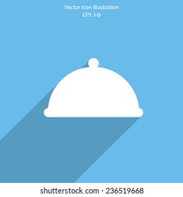 Vector restaurant cloche web flat icon. Eps 10 illustration.