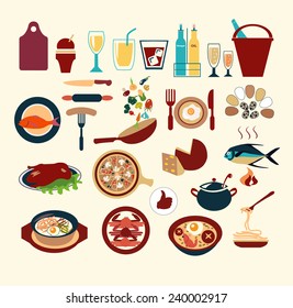 Vector Restaurant and  dining icons set - Illustration  